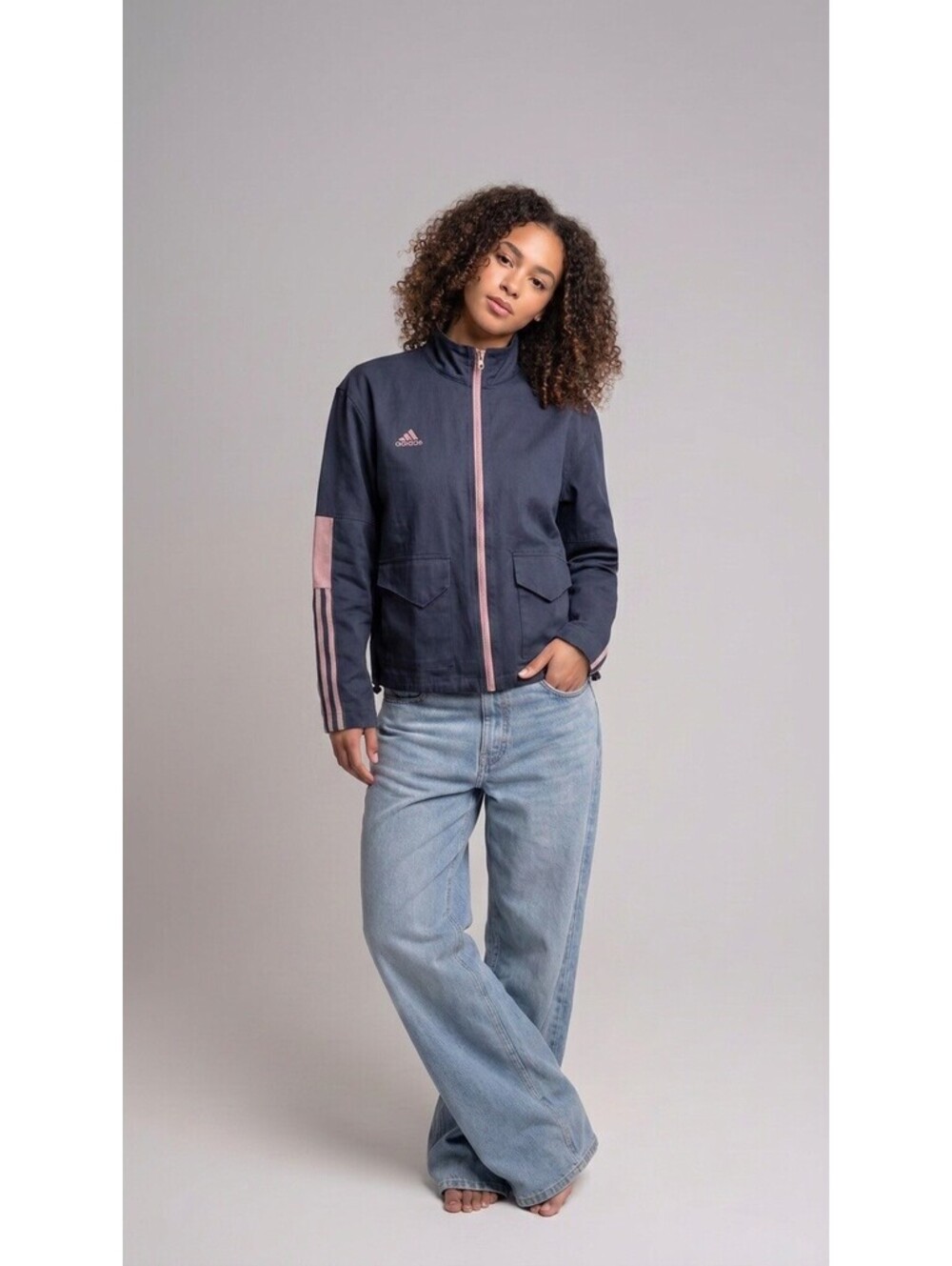 Adidas Women's Tiro Cargo Jacket,  Shadow Navy and Pink, Zip-Up , Size XL